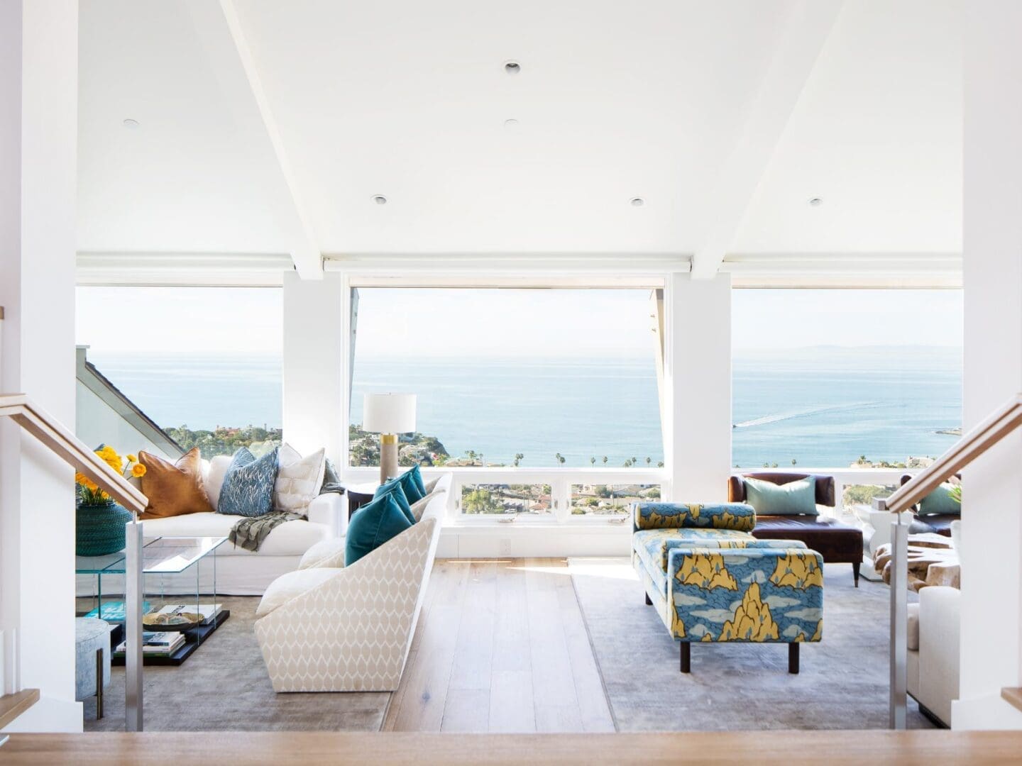 Sleek living room with views of Laguna Beach.