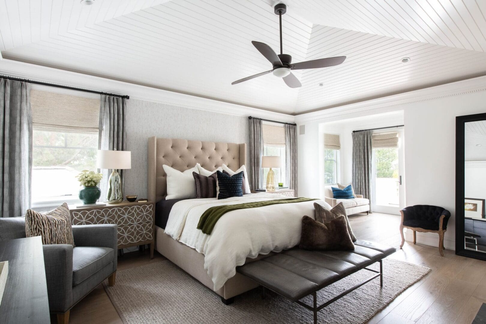 Classic bedroom design with renovated sitting area.