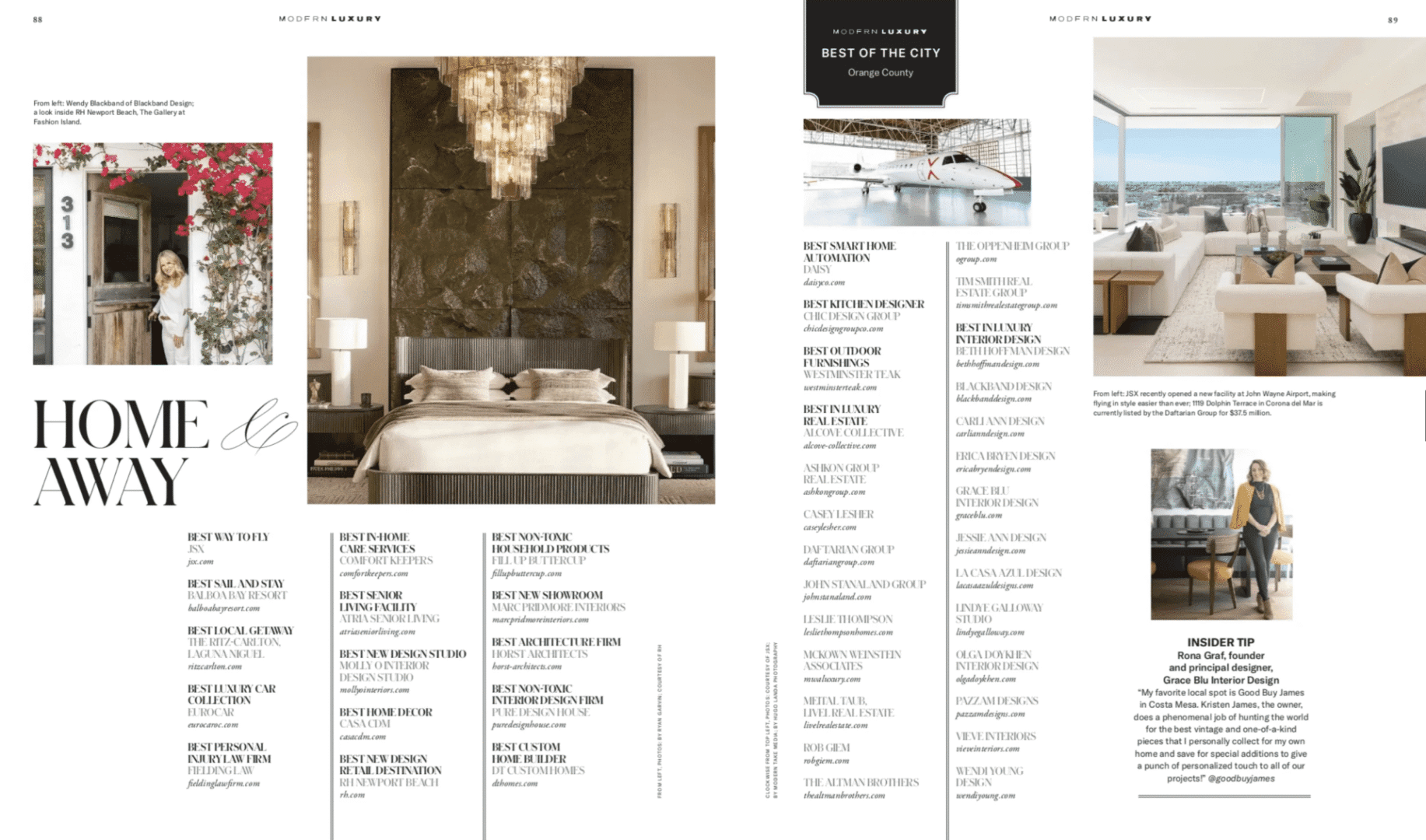 Blackband Design featured in Modern Luxury Riviera Magazine for the Best of Luxury Interior Design.