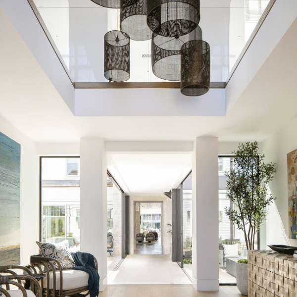 Light fixtures in airy home